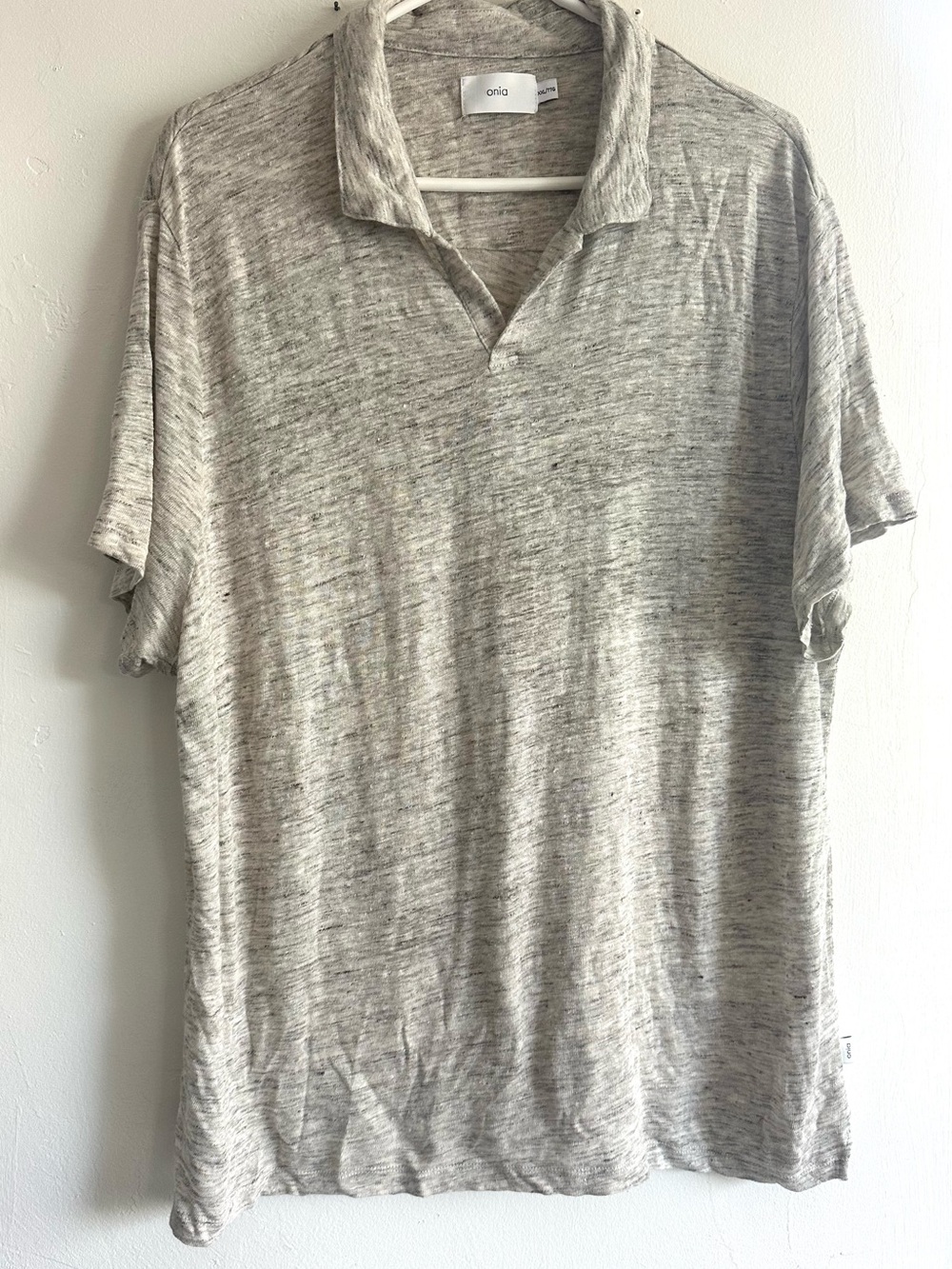 Onia Heather Light Gray Polo Shirt XXL